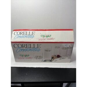 Christmas Glasses Set of 10 WINTER HOLLY Drinkware by Corelle Coordinates VTG 93